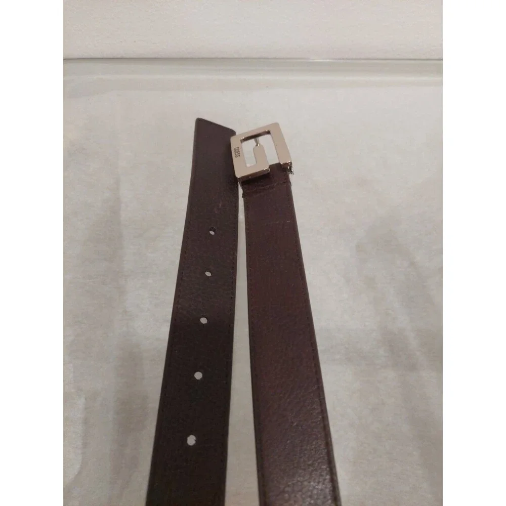 VTG Guess Belt Women's Large Dark Brown Leather Logo G Silver Tone Buckle Sz M
